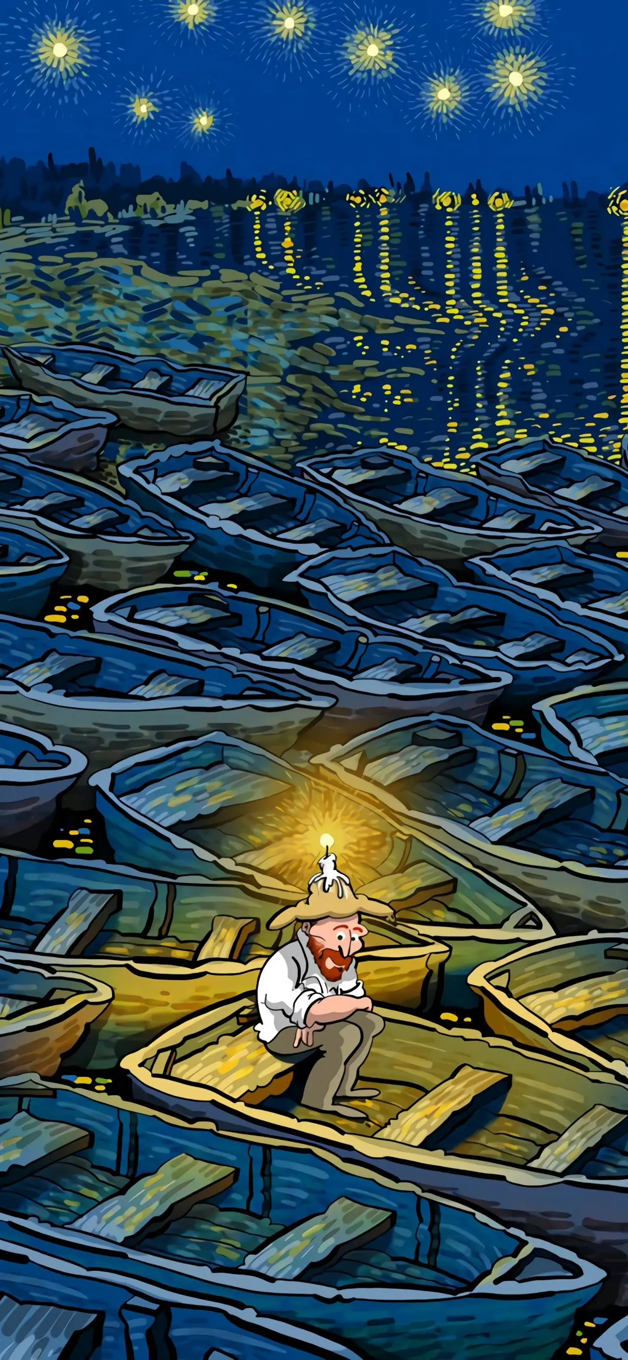 卡通图片梵高油画壁纸-梵高画风