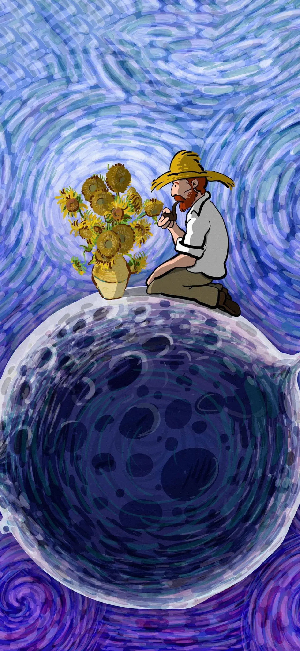 卡通图片梵高油画壁纸-梵高画风