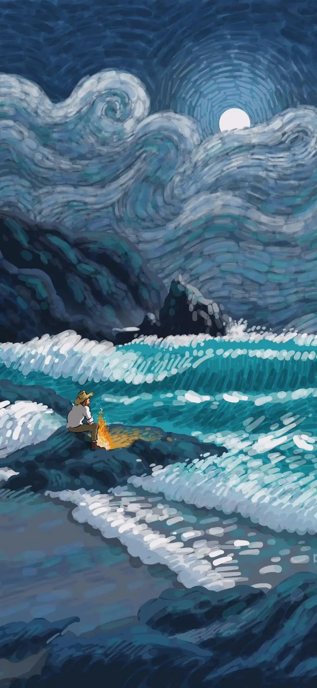 卡通图片梵高油画壁纸-梵高画风