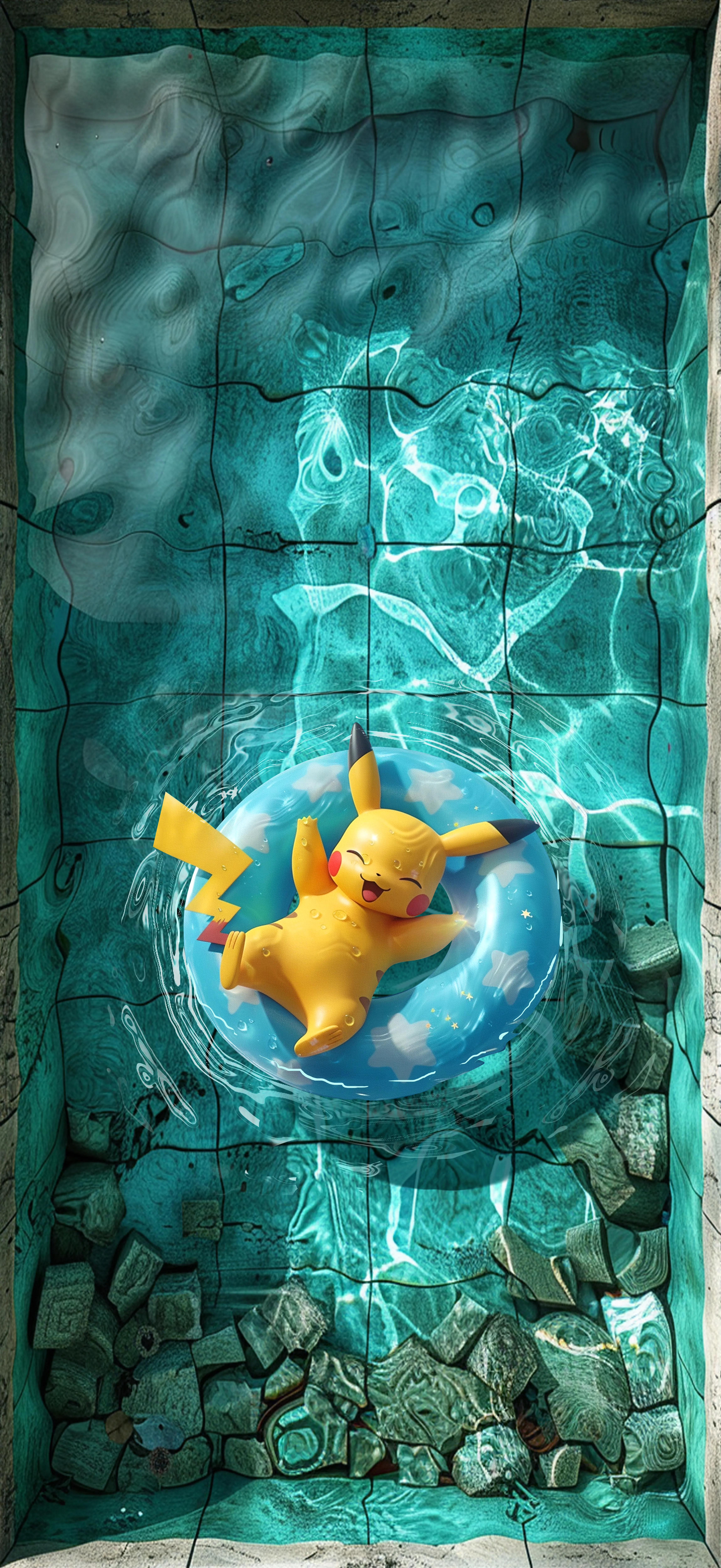 清凉夏日皮卡丘泳池壁纸-高清皮卡丘泳池风格清凉夏日图片