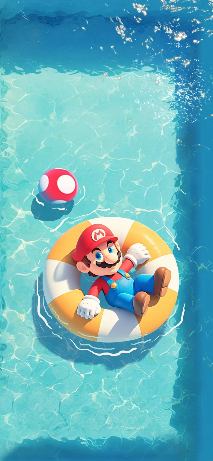 清凉夏日马里奥壁纸-高清马里奥风格清凉夏日图片