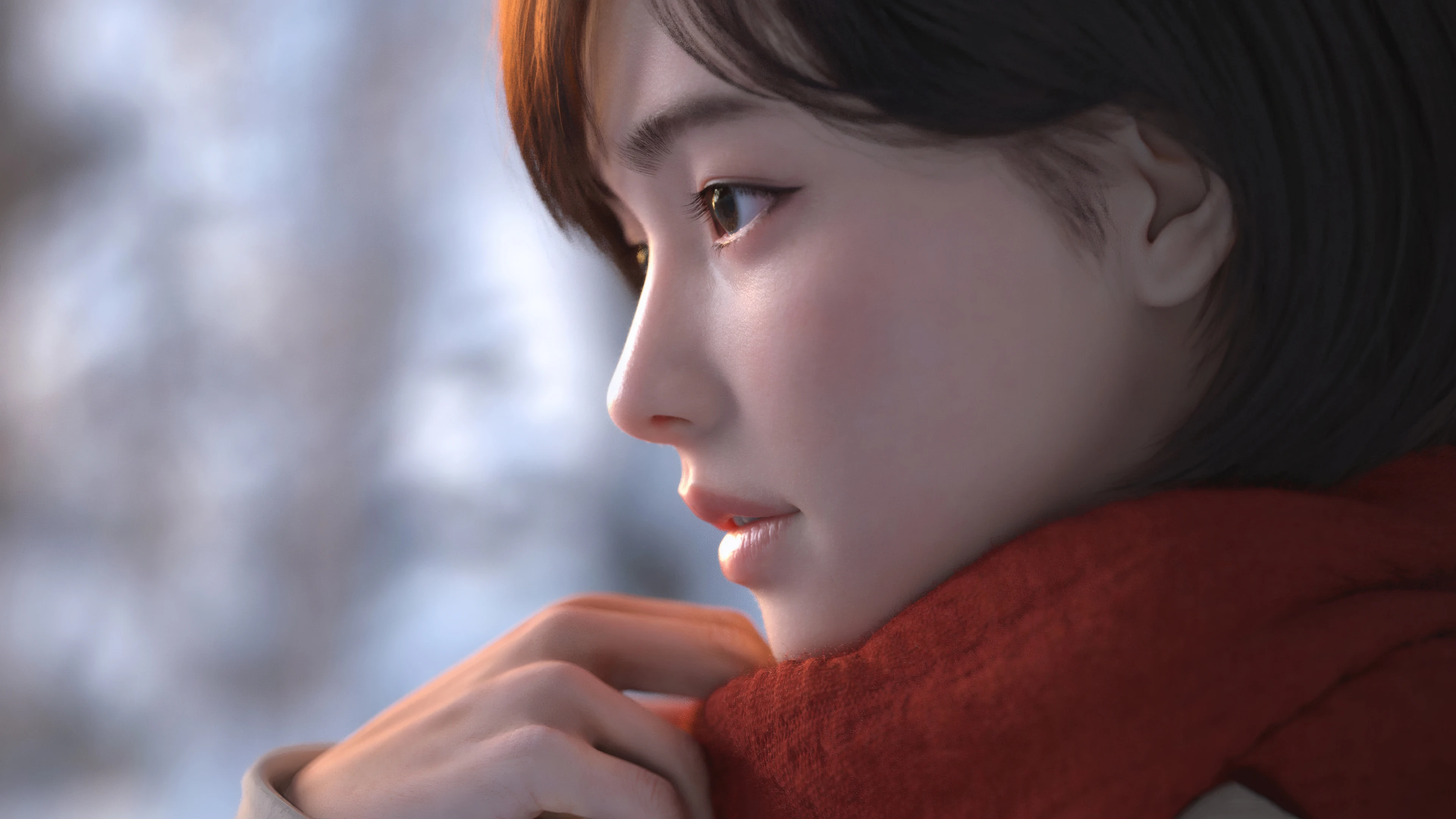五官精致的 国产美女 高清脸部写真 超清晰4K 桌面锁屏