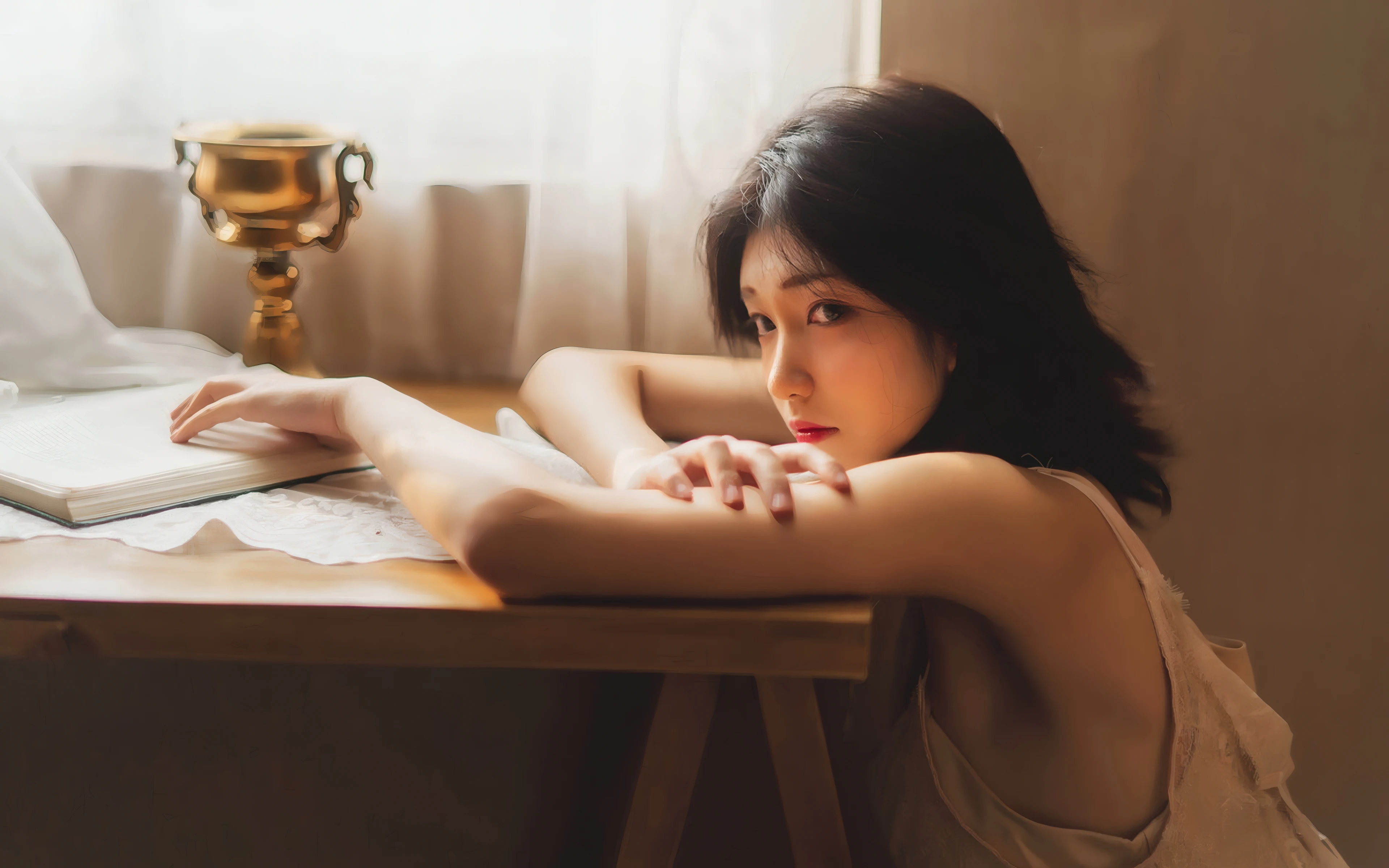 五官精致的 国产美女 高清脸部写真 超清晰4K 桌面锁屏