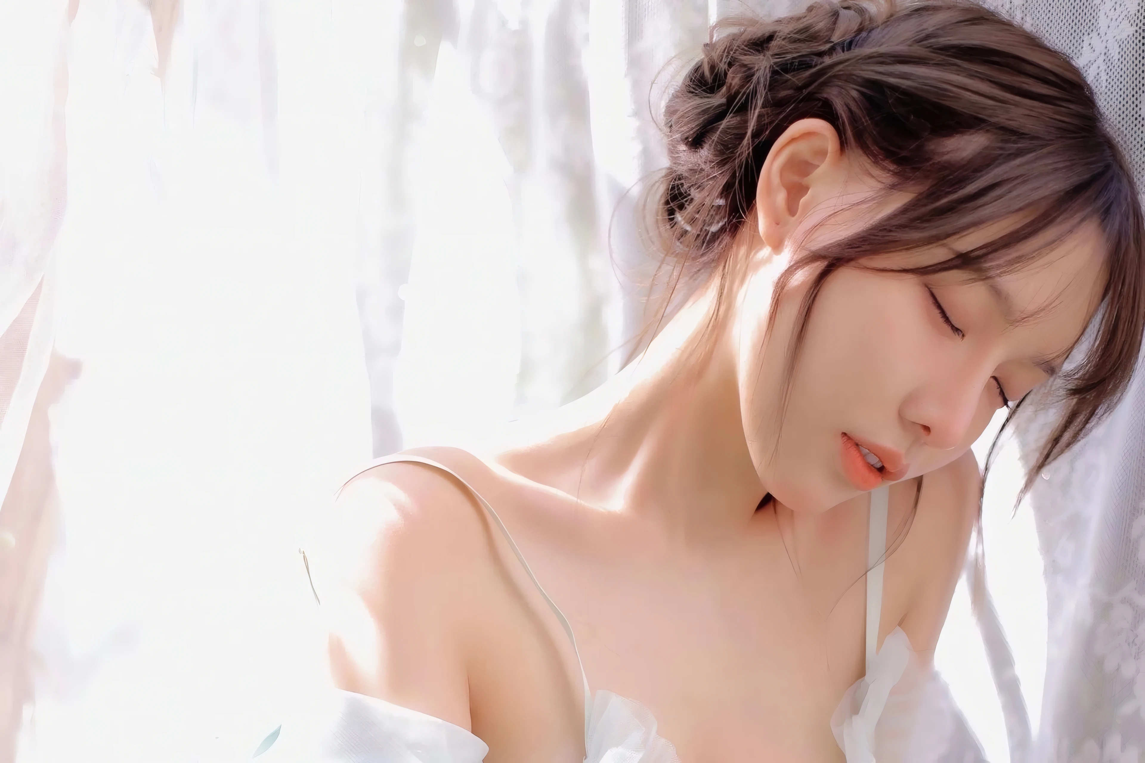 面容姣好的 中国佳人 面部高清摄影 4K极致清晰  PC屏保