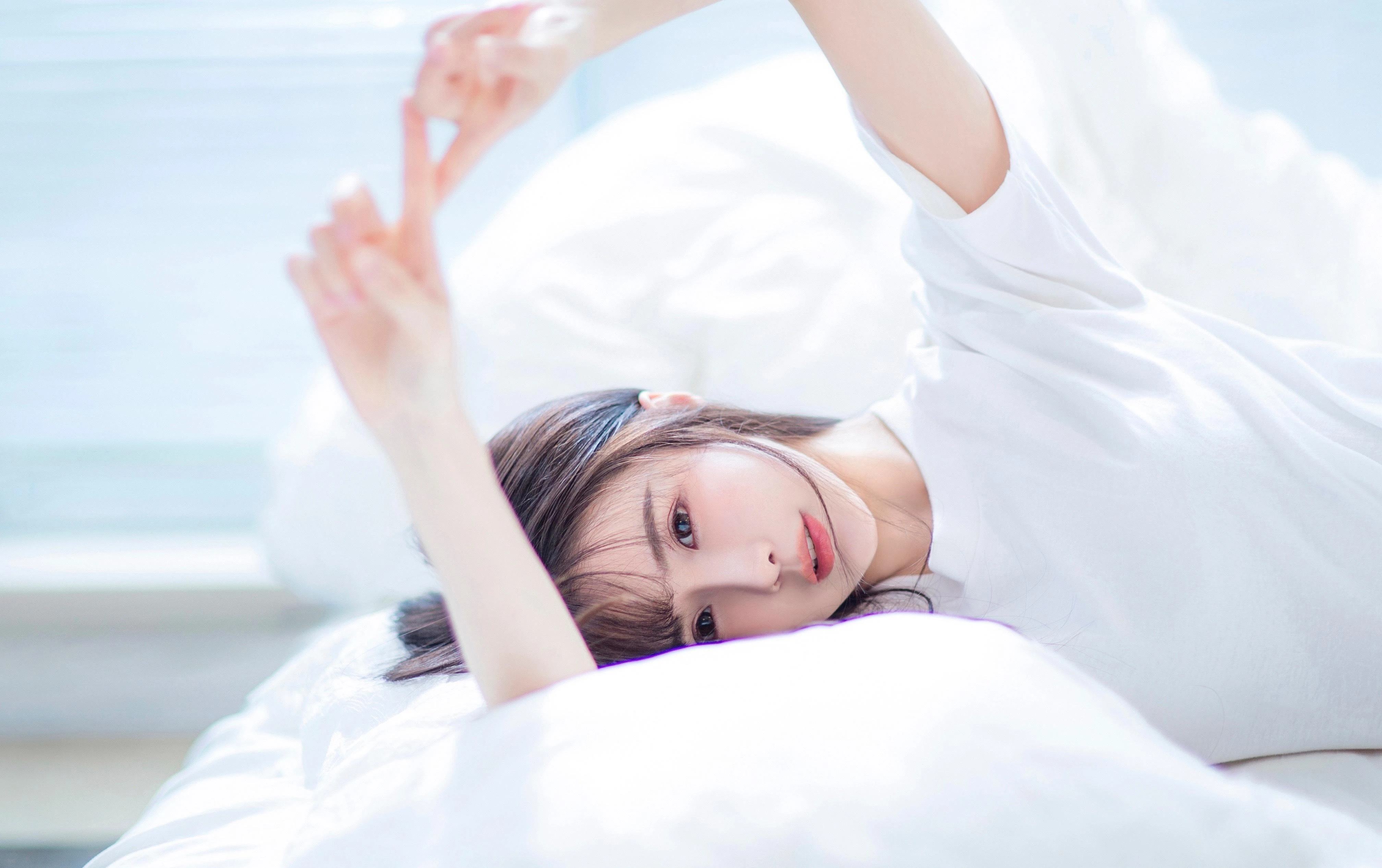 面容姣好的 中国佳人 面部高清摄影 4K极致清晰  PC屏保