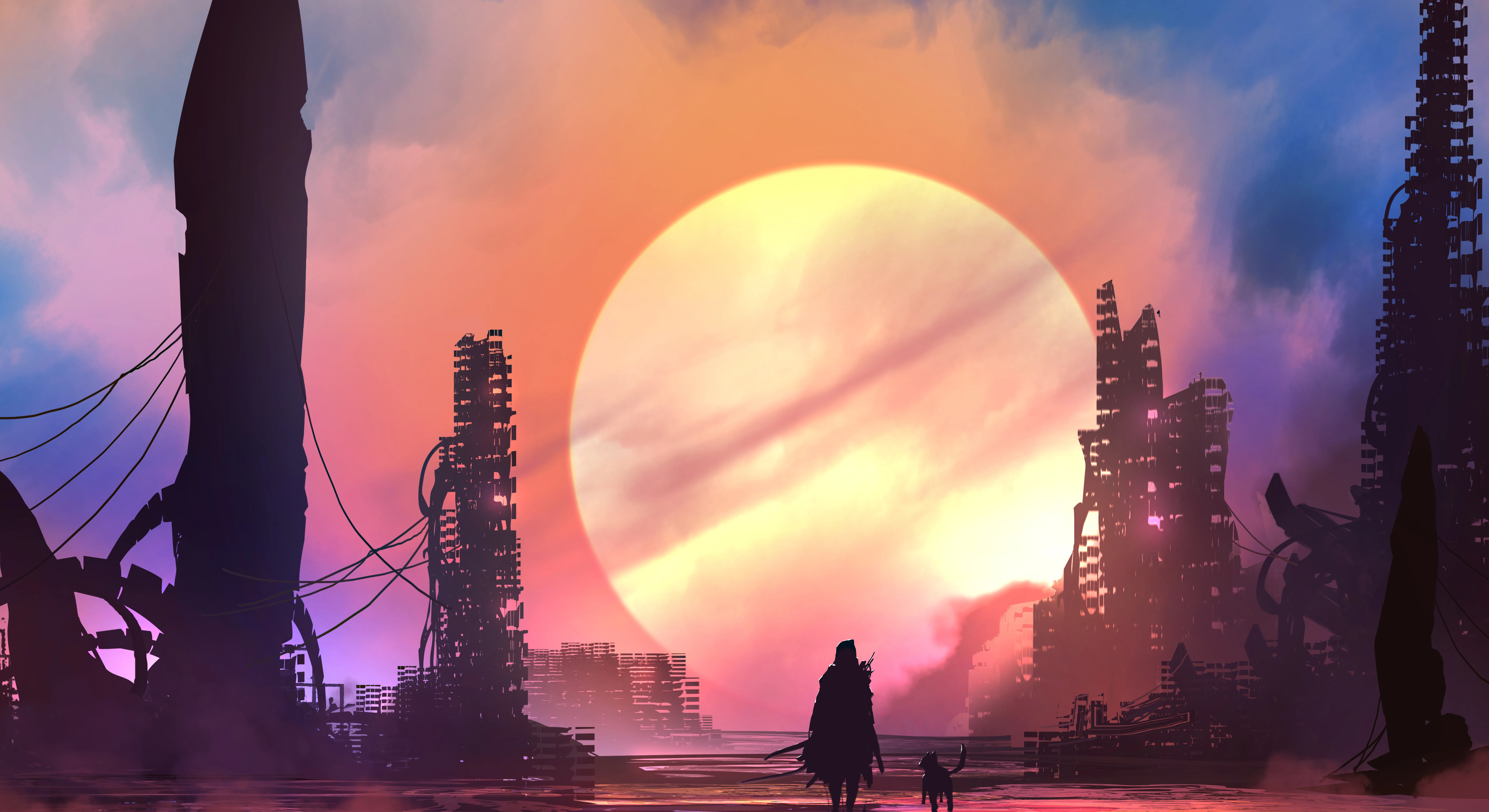 未来城市科幻建筑群 4K全景壁纸