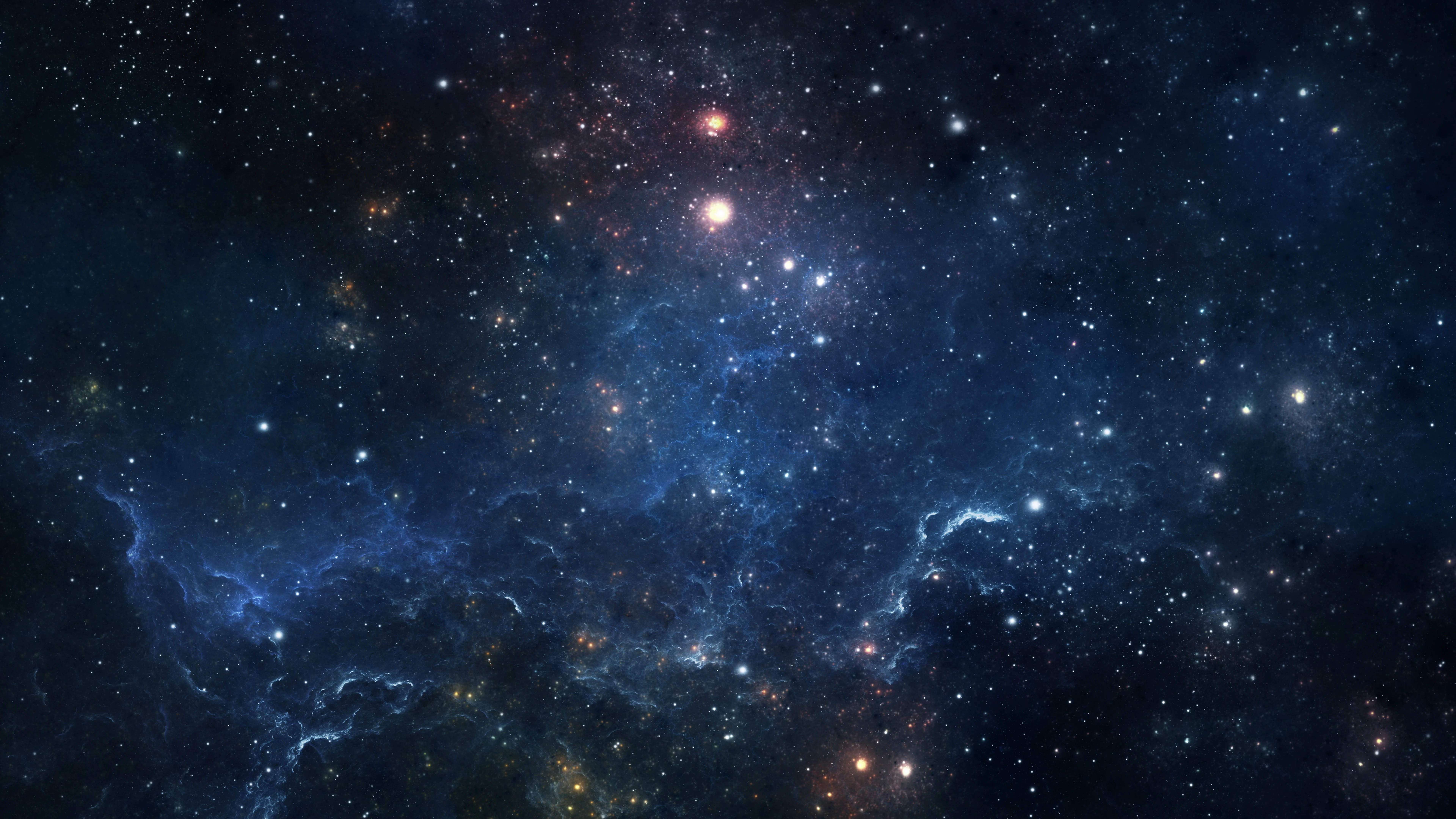 银河星云倒映湖面 星空全景4K壁纸
