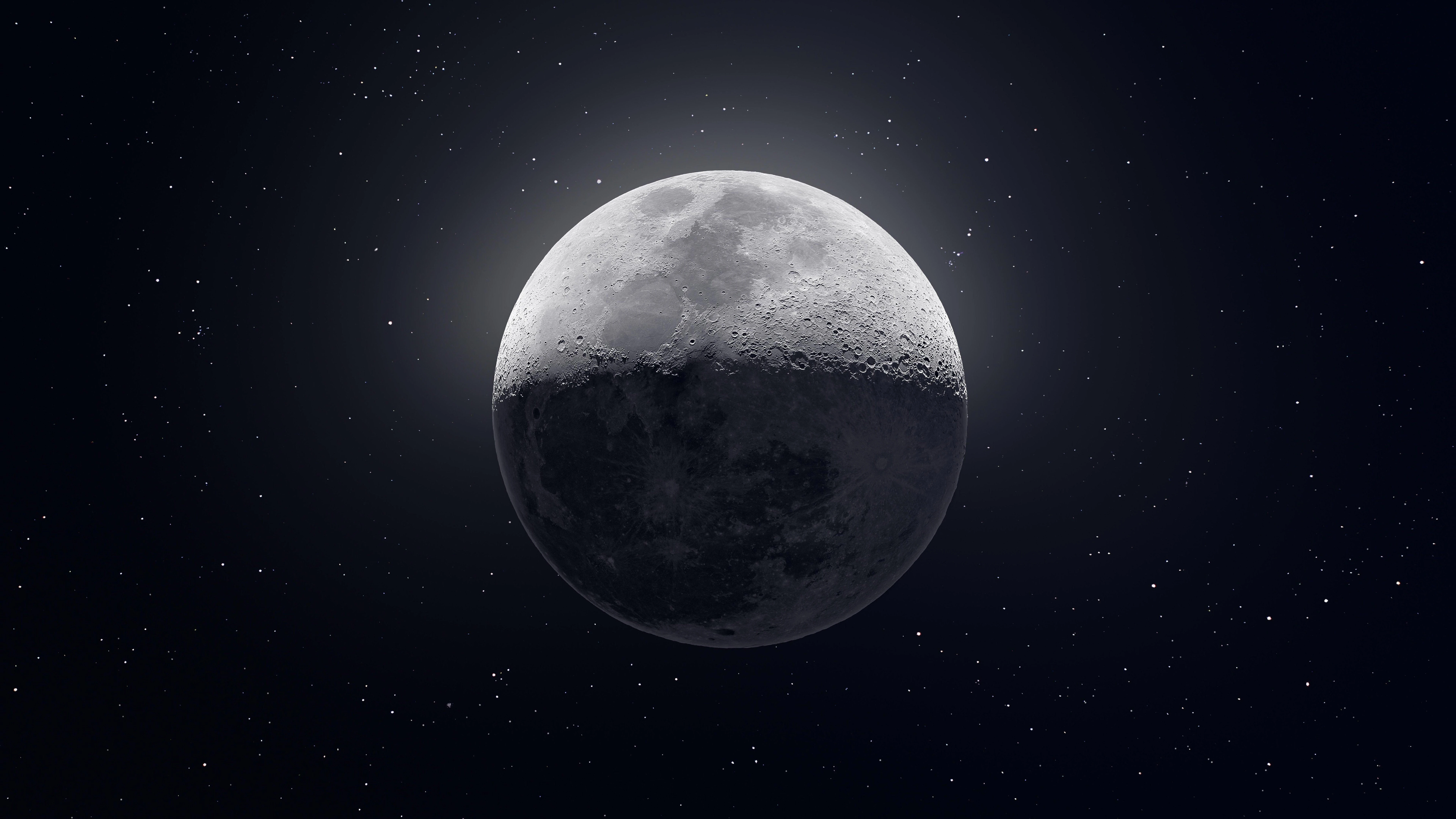 2K壁纸 星空璀璨的 宇宙科幻月球 宇宙图片 科幻背景