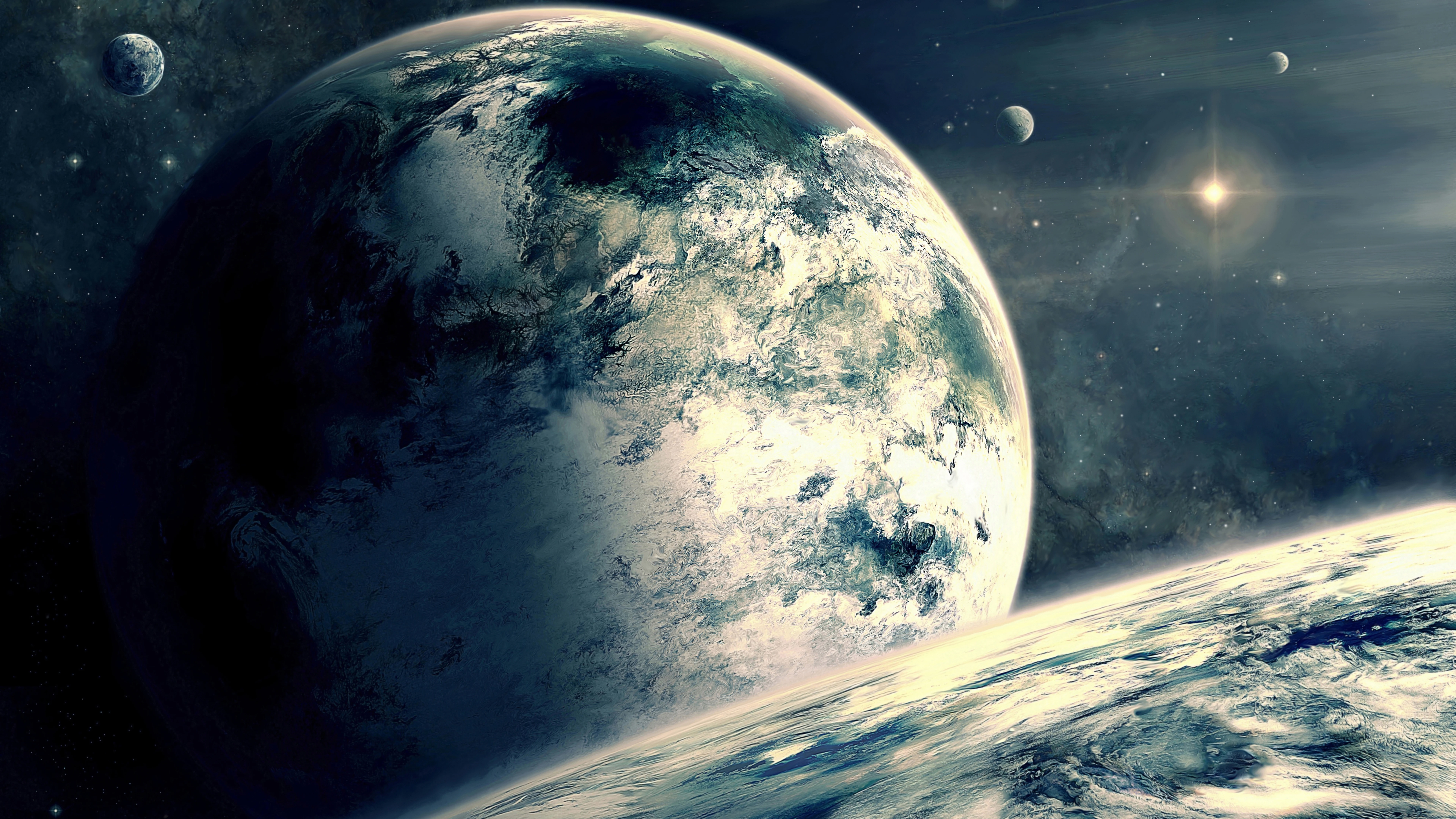 星际空间行星环绕 4K宇宙风景壁纸