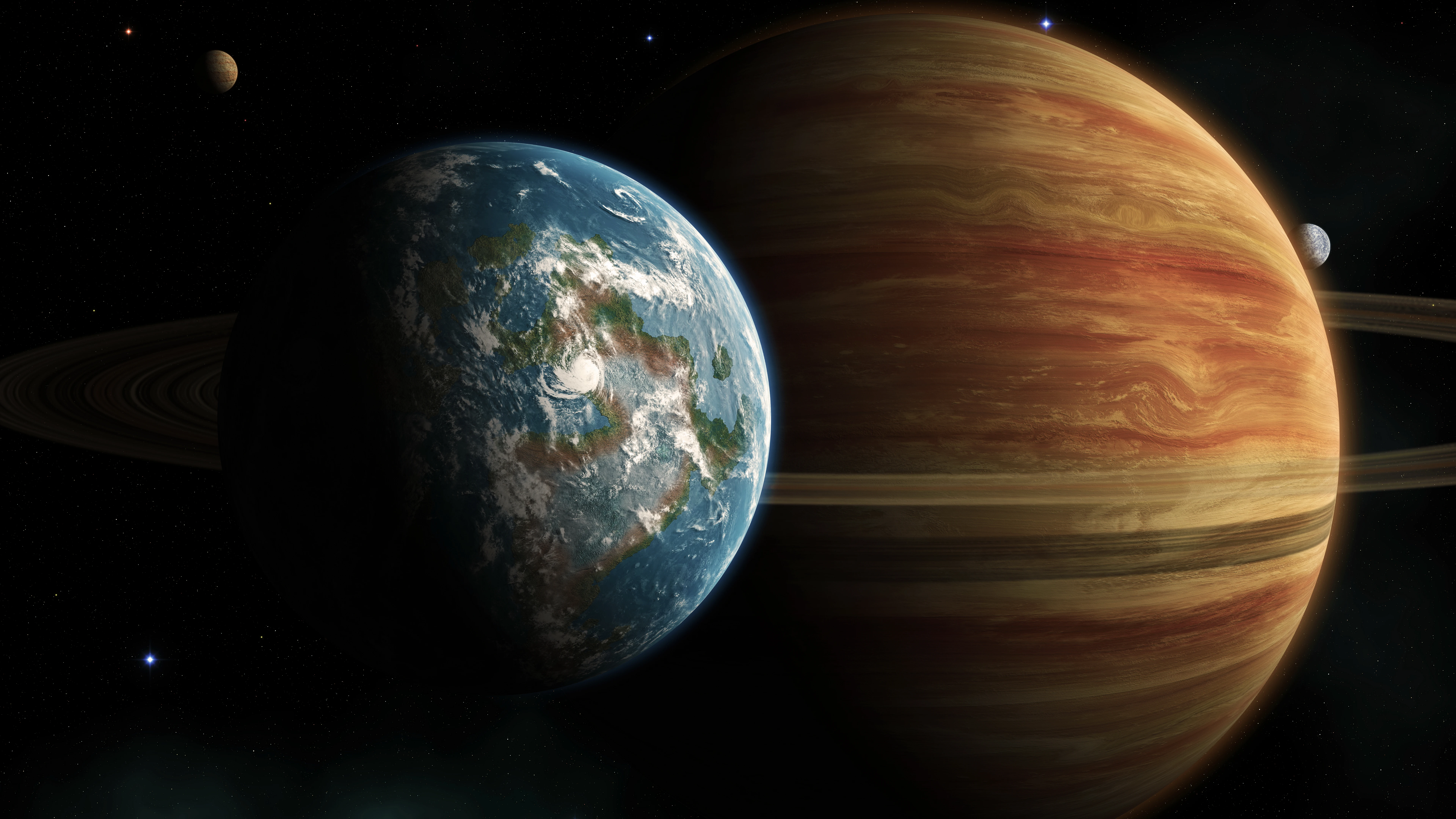 星际空间行星环绕 4K宇宙风景壁纸