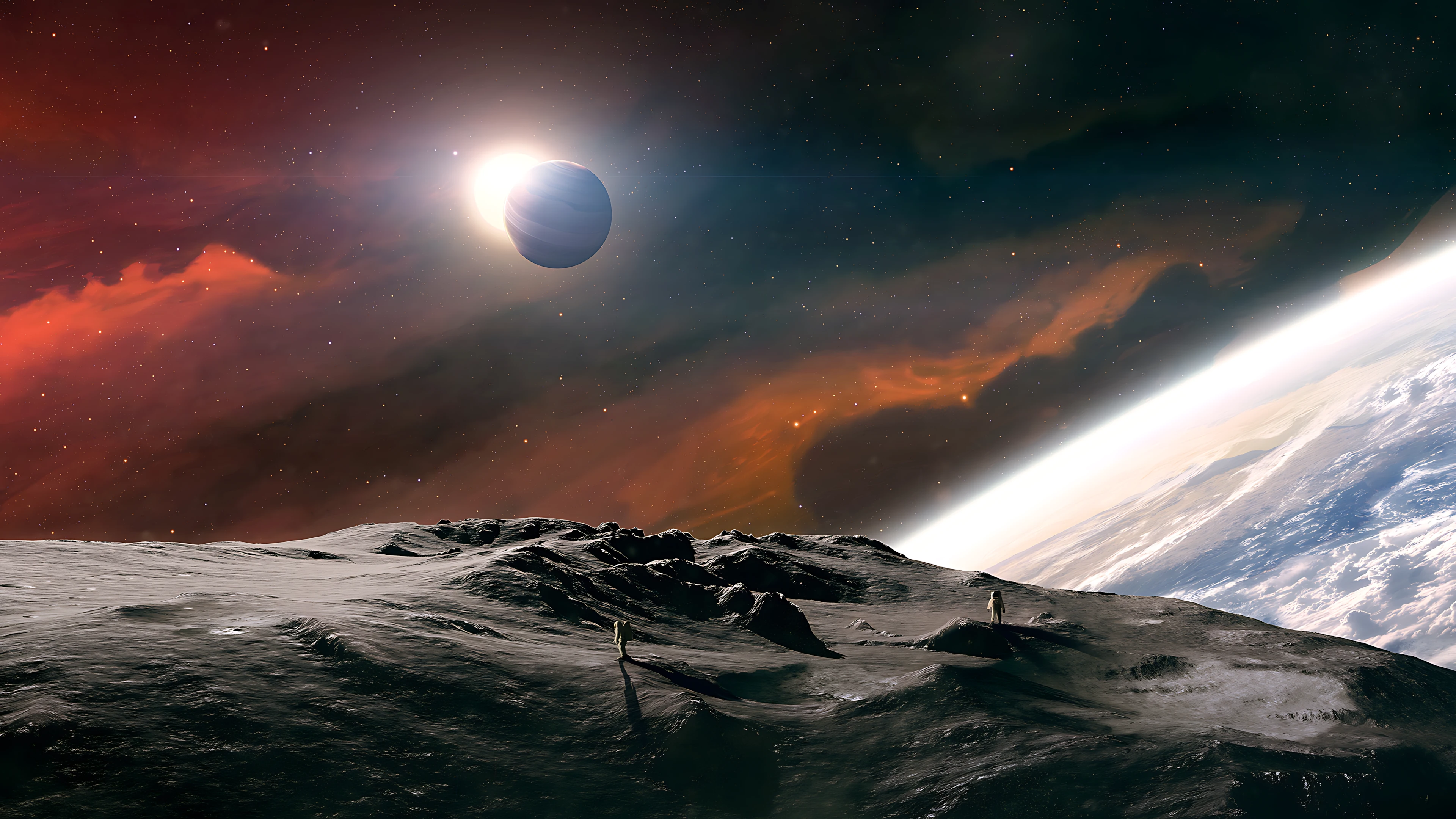 星际空间行星环绕 4K宇宙风景壁纸