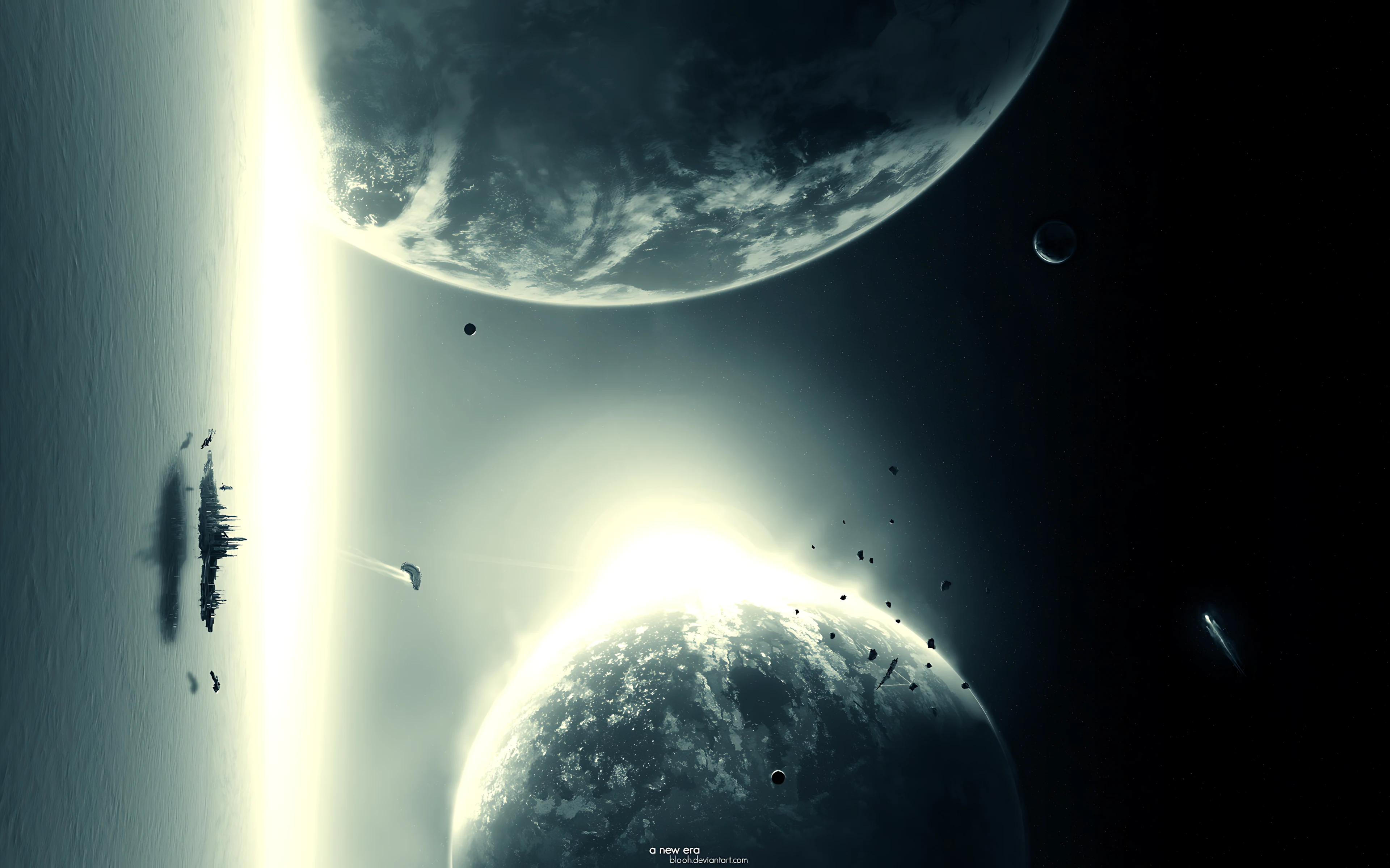 星际空间行星环绕 4K宇宙风景壁纸