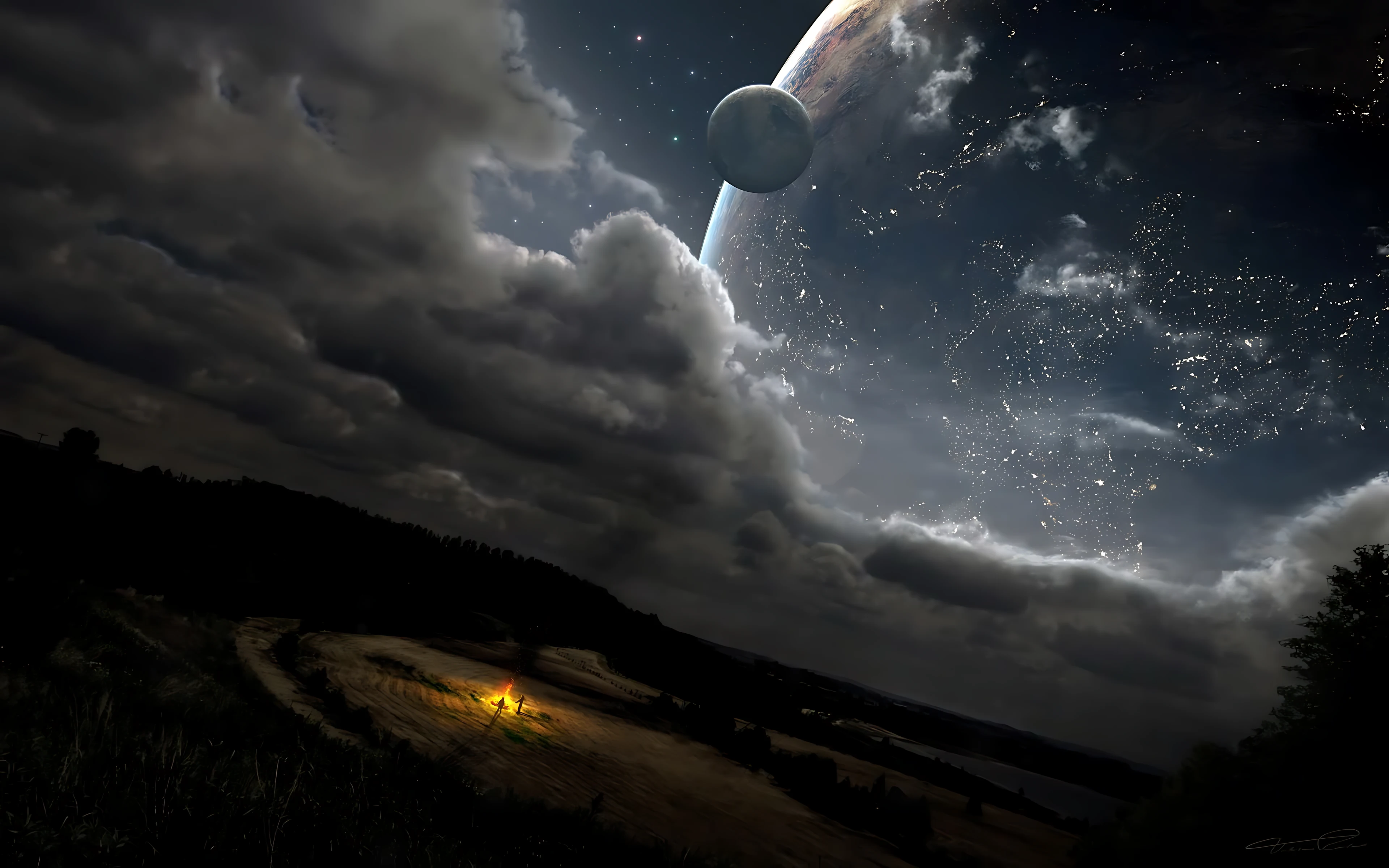 星际空间行星环绕 4K宇宙风景壁纸
