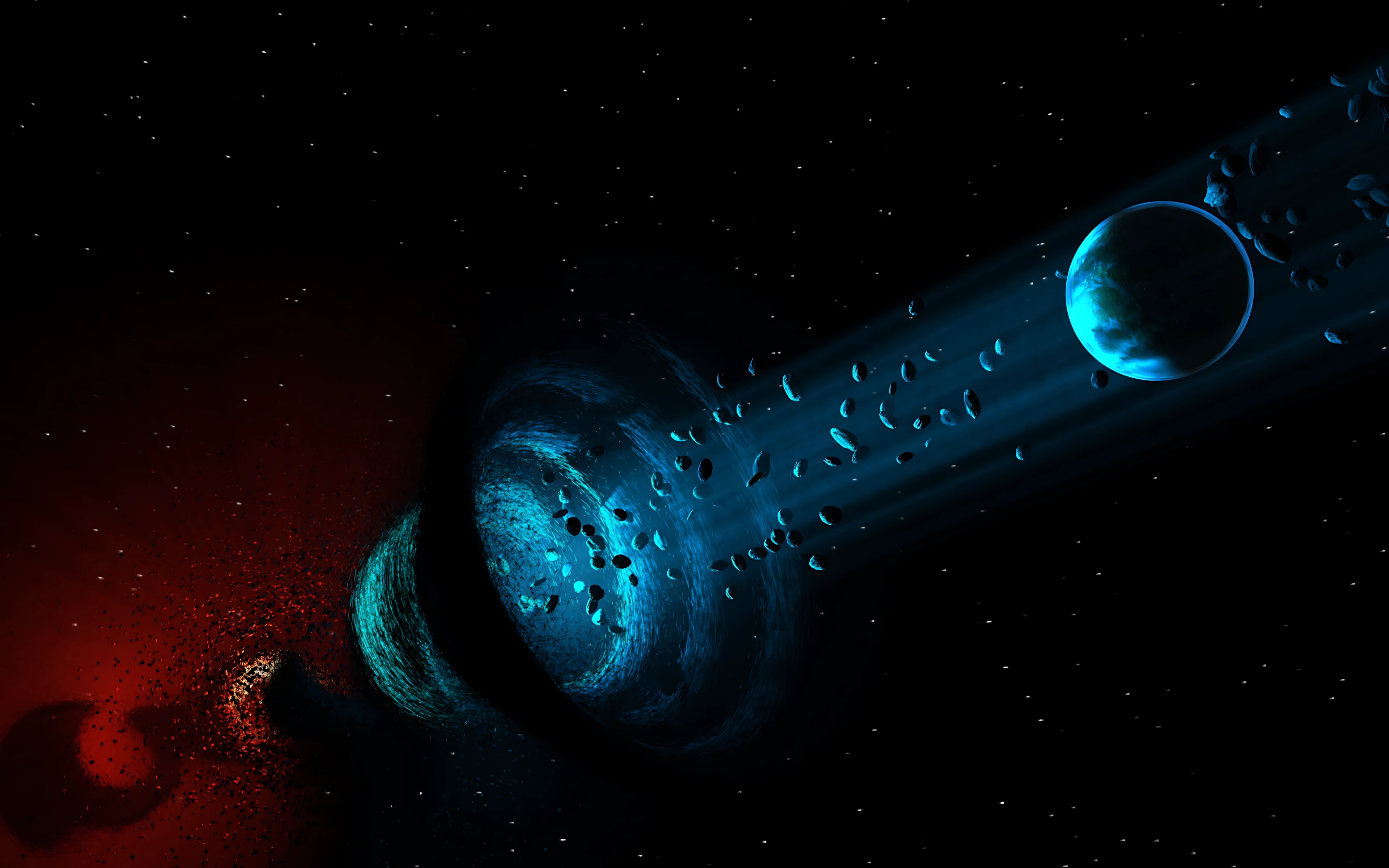 星际空间行星环绕 4K宇宙风景壁纸