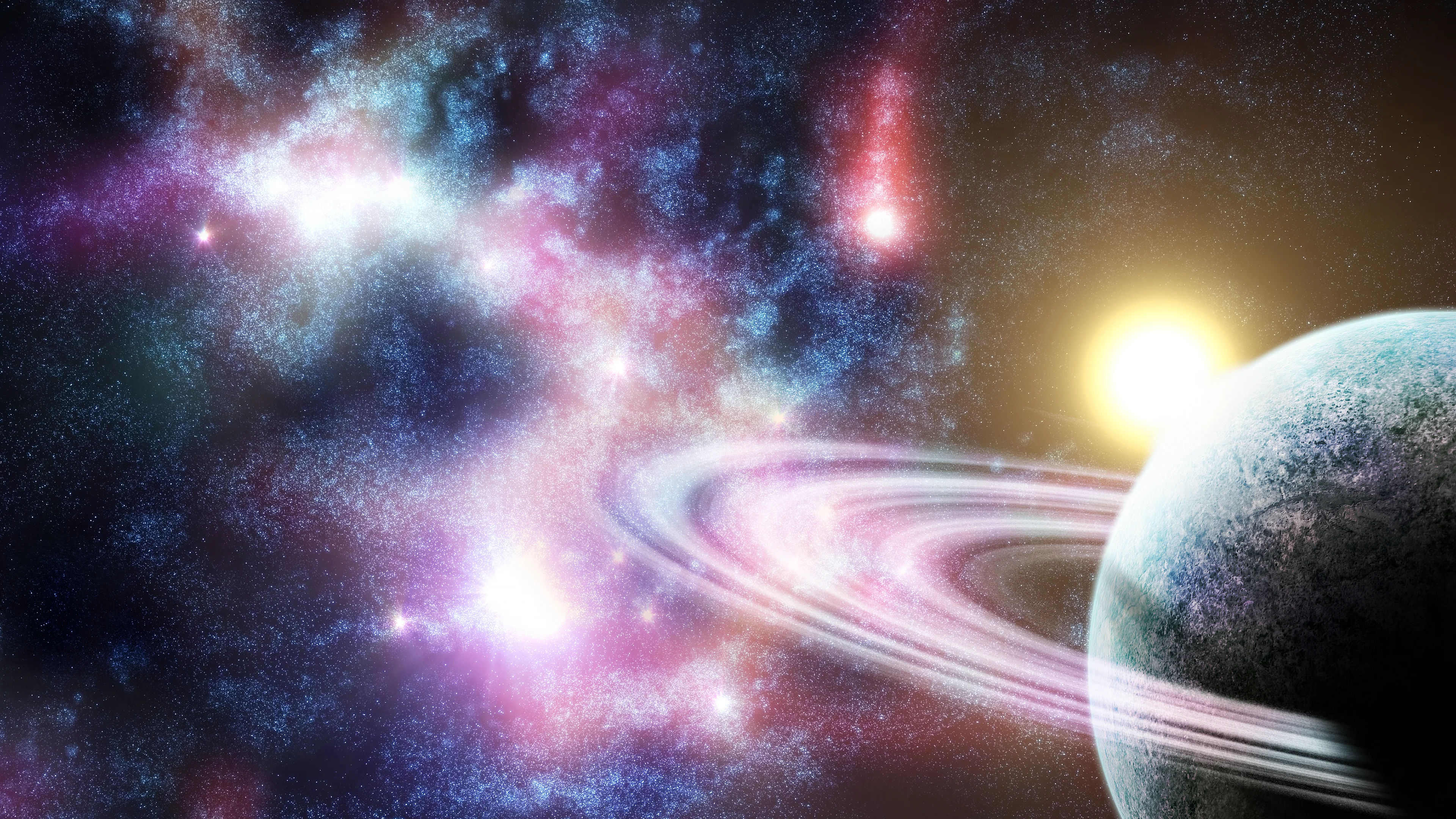 星际空间行星环绕 4K宇宙风景壁纸
