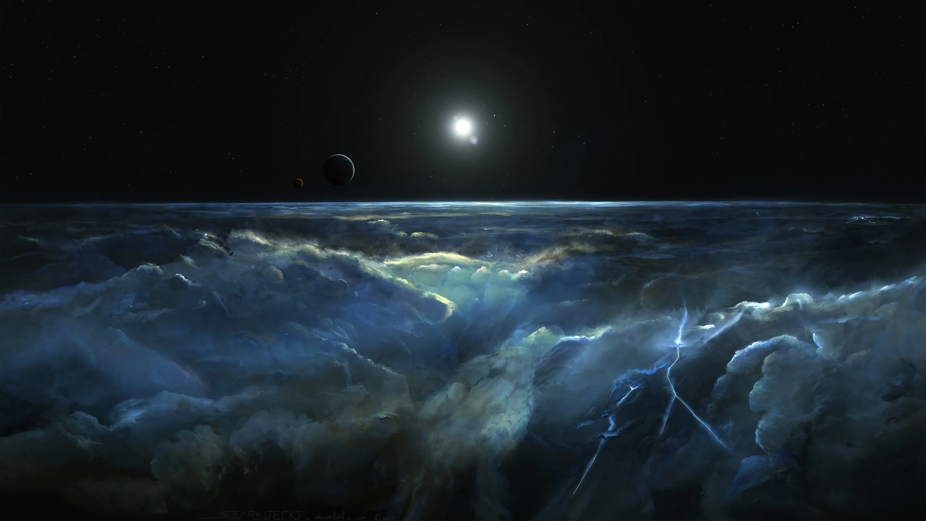 星际空间行星环绕 4K宇宙风景壁纸