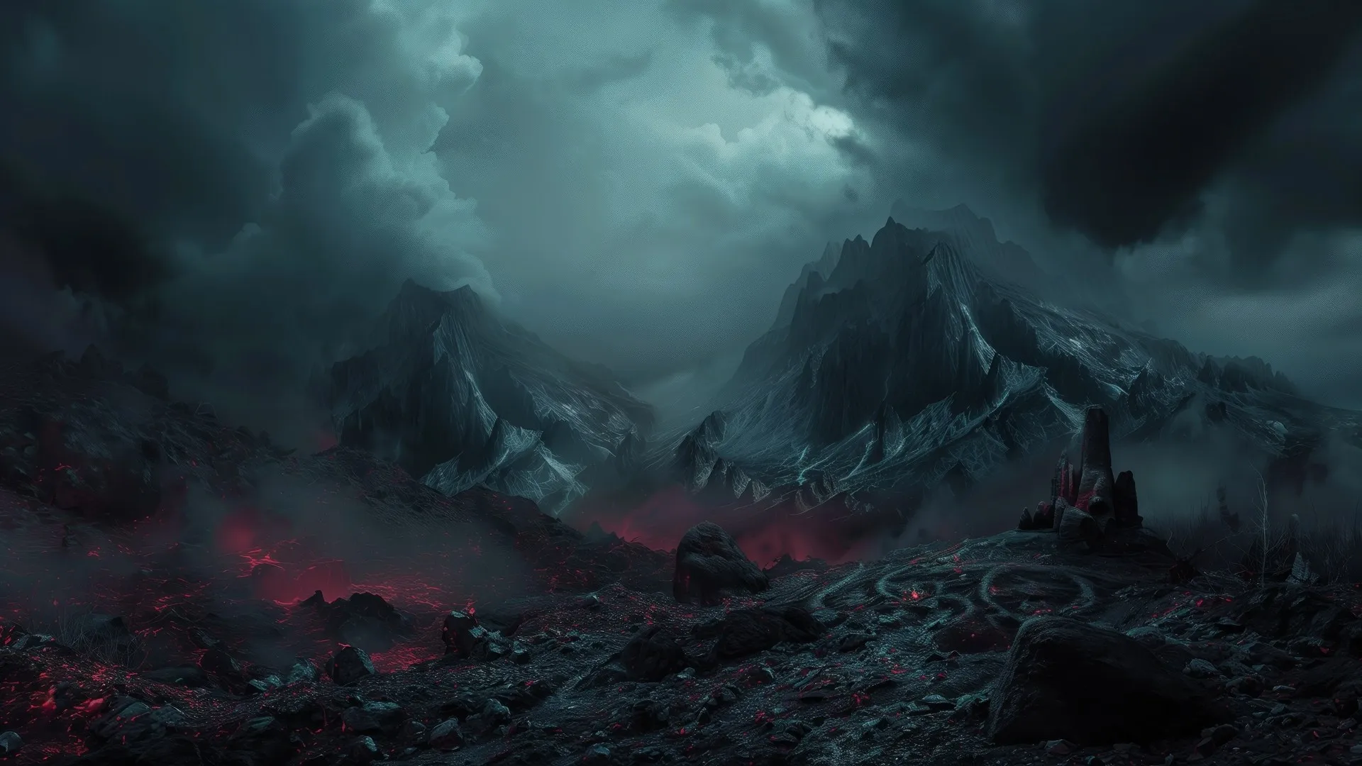 魔幻 火山 云 荒地 灰烬 电脑贴纸 4K贴纸