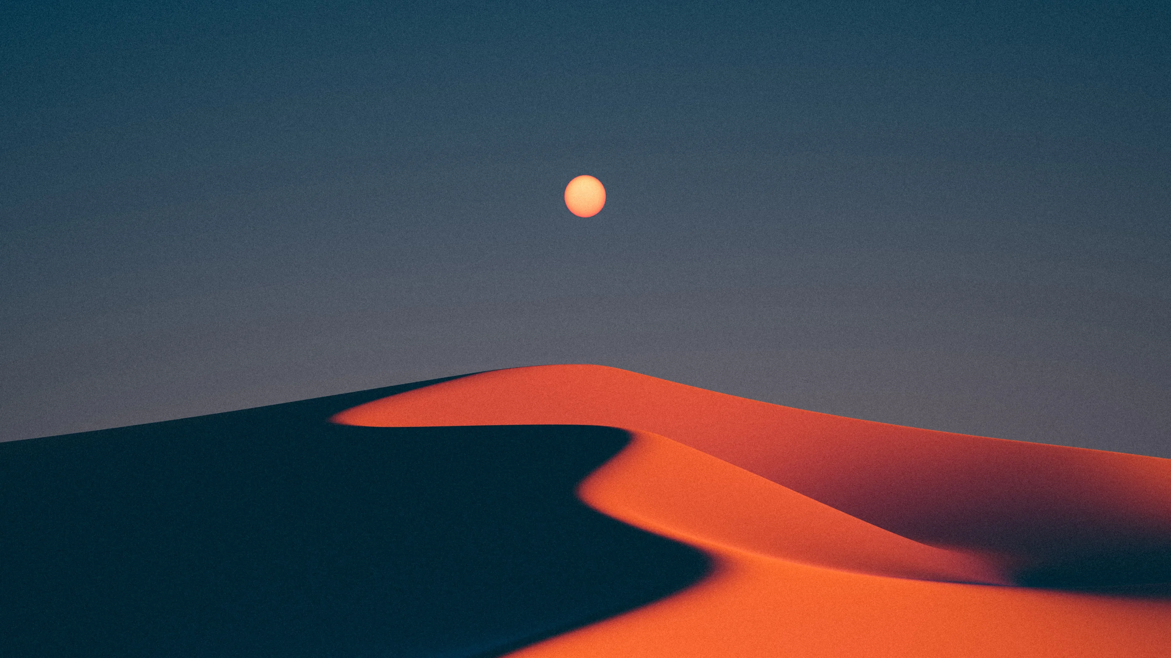 数字艺术 插图 数字绘画 风景 自然 沙漠 沙丘 月亮 红月亮 极简主义 4k壁纸